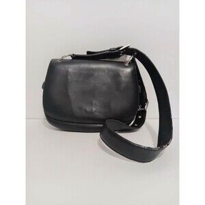 Enzo Angiolini Saddle  Hand Purse Black Thick Leather Women's  6"×7.5"